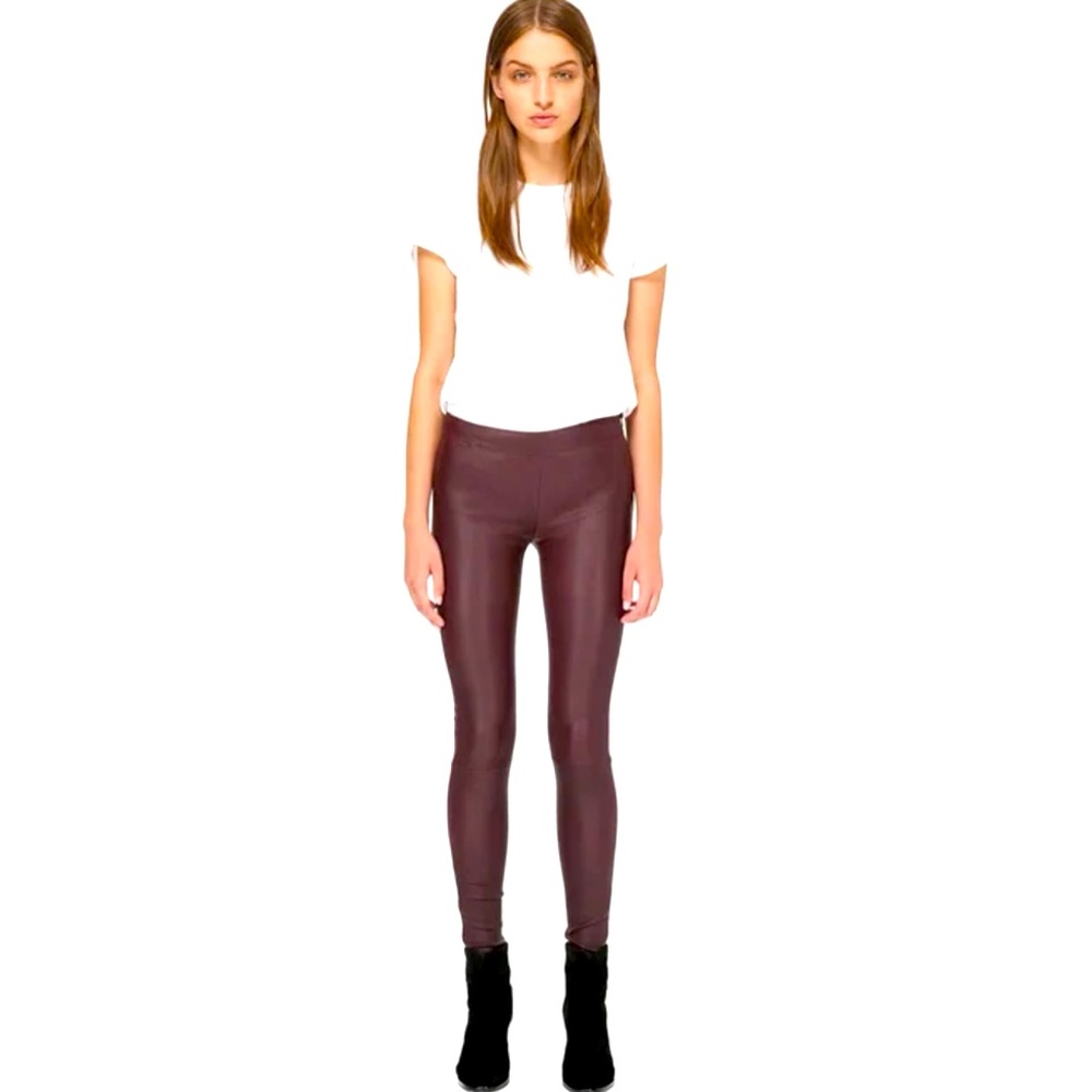 Mackage Stretch Leather Pants in Burgundy Sz 0